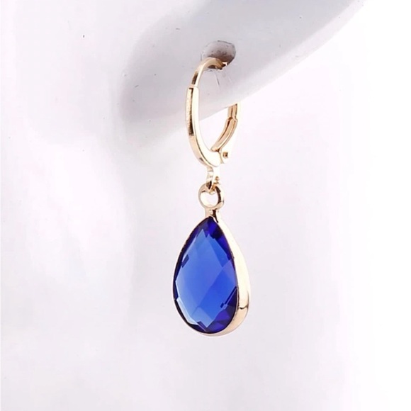 Gemstone Decor Water-Drop Earrings - Amber, Peach, Blue Colors Available - Picture 12 of 12